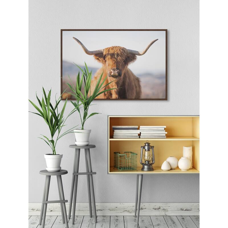 Highland Cow Floater Framed Print on Canvas