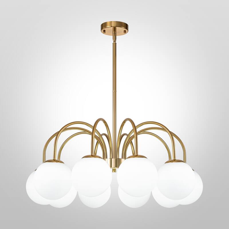 6/10-Light Modern Linear Sputnik Cluster Frosted Opaque Glass Globe Bubble Chandelier for Dining Room