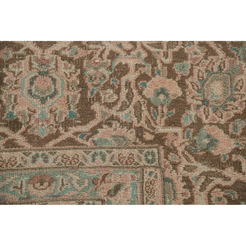Hand Knotted Oriental 100% Wool Carpet Traditional Floral Pink Mashad Area Rug - 12' 3'' X 9' 4''