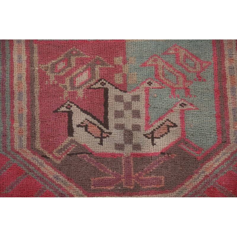 Hand Knotted Oriental 100% Wool Carpet Traditional Tribal Pink Meshkin Runner Rug - 9' 5'' X 3' 9''