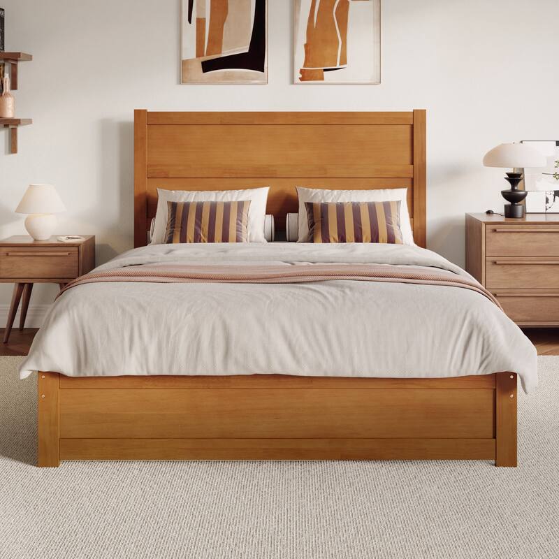 Aveline Wood Platform Bed with Matching Footboard & Trundle