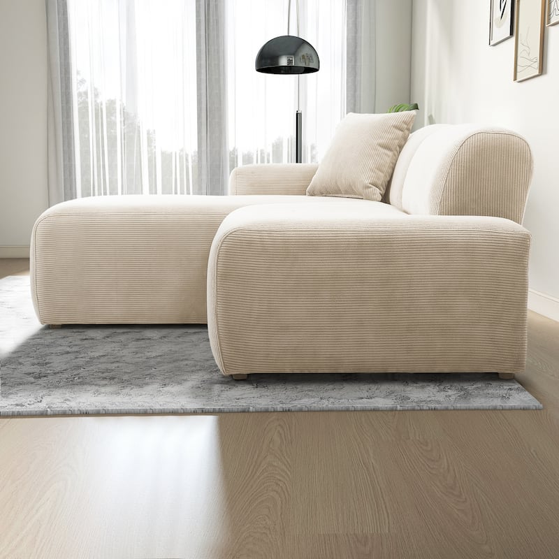 Daron Mid-Century Modern Sectional Corduroy Sofa