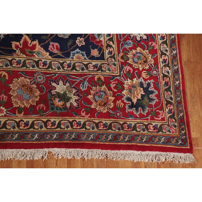 Navy Blue Vegetable Dye Tabriz Persian Large Rug Handmade Wool Carpet - 10'9" x 17'1"