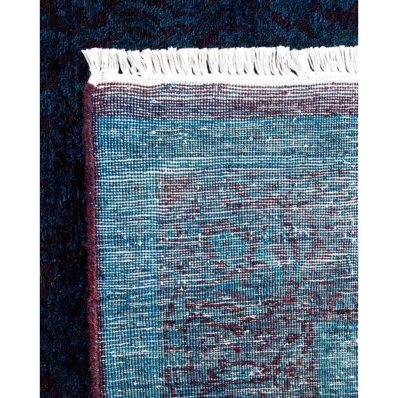 Overton Hand Knotted Wool Vintage Inspired Modern Contemporary Overdyed Blue Area Rug - 4' 2" x 5' 7"