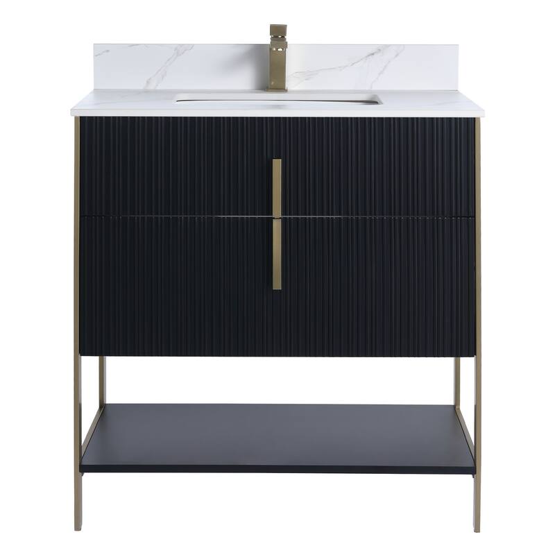 Fine Fixtures Serenity Modern Bathroom Vanity with White Carrara Stone Top