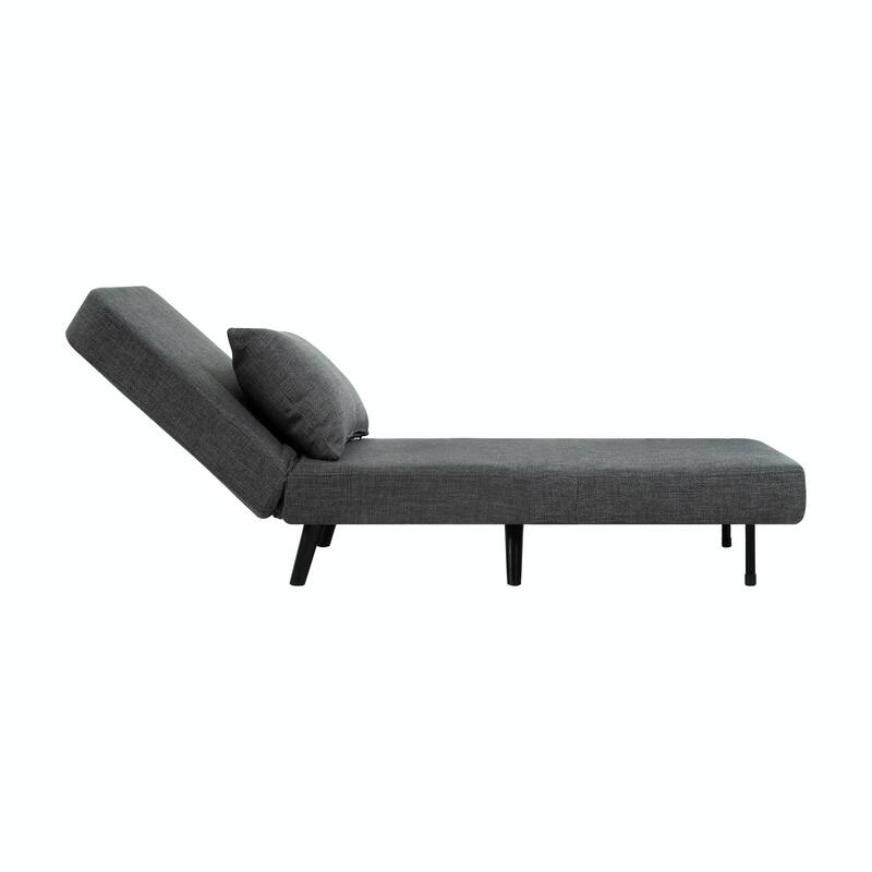 3 in 1 Foldable Linen Chaise Lounge with Adjustable Backrest, Footrest & Detachable Pillow