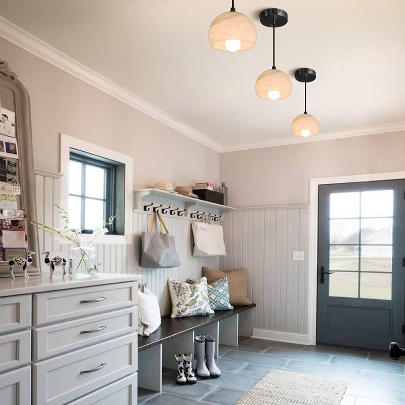 Alabaster Pendant Light for 7.9" Spanish Marble Shade Hanging Light Fixture