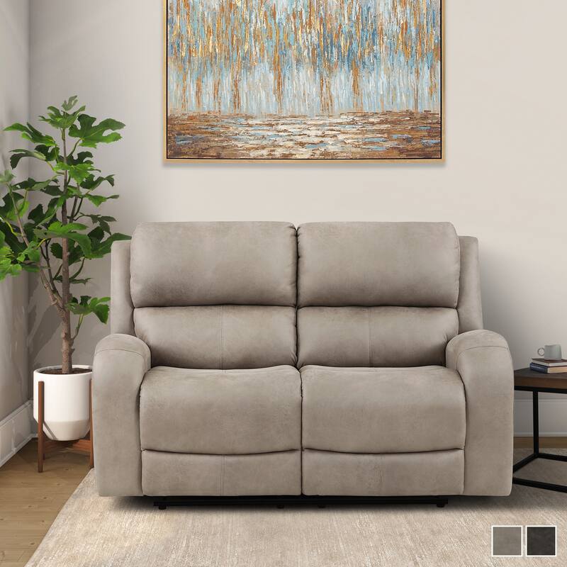 Fremont & Park Mabel 61.5" Polished Microfiber Manual Double Reclining Loveseat