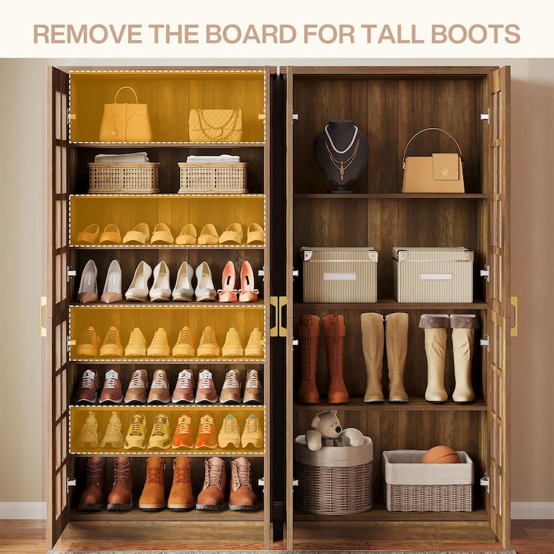 9-Tier Modern Shoe Storage Cabinet with Doors and Adjustable Shelves