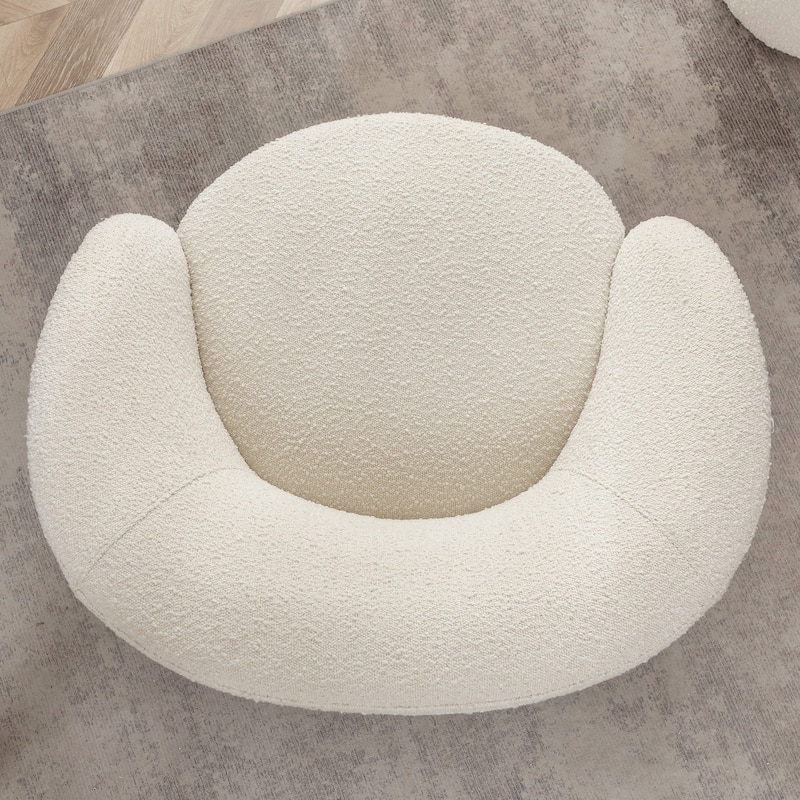 KINWELL 34" W Upholstered Boucle Swivel Barrel Accent Chair