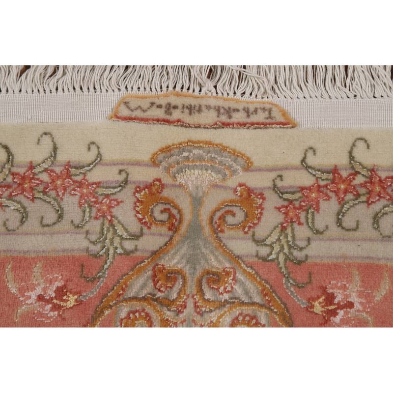 Floral Vegetable Dye Signed Tabriz Persian Rug Handmade Wool Carpet - 6'6"x 9'9"
