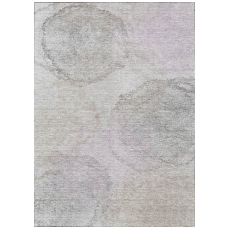 Machine Washable Indoor/ Outdoor Abstract Muted Chantille Rug