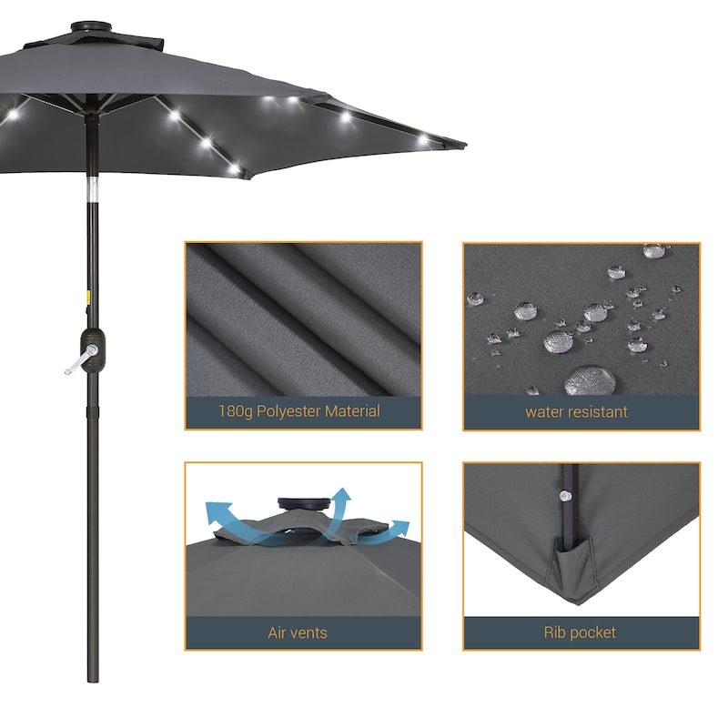 LIVOOSUN Patio 7.5 FT LED Market Umbrella,Table Umbrella w/Tilt Button