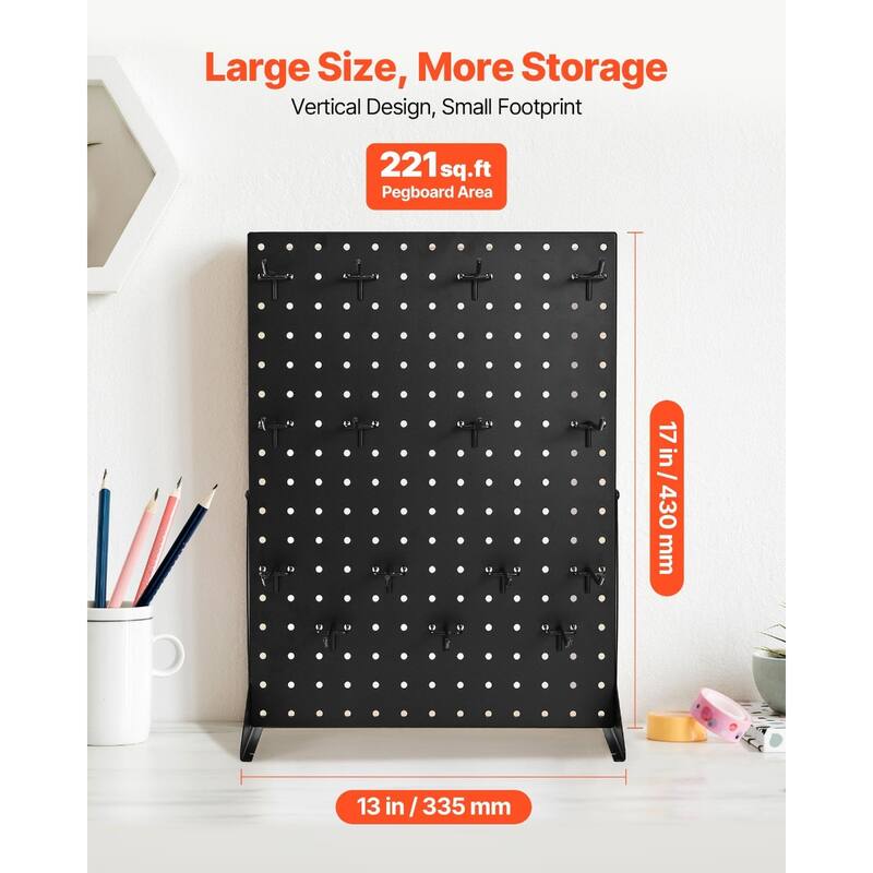 Black Tabletop Pegboard Display Stand 2 Set with 30 Hooks and 11 lbs Load - 13.19” x 4.49” x 17.32”