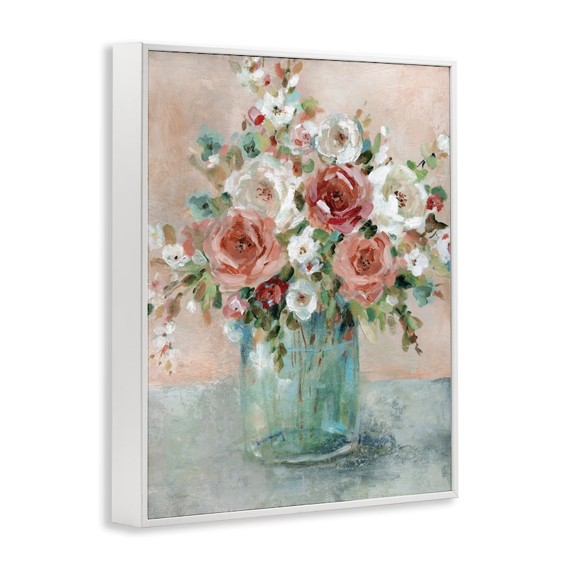 Stupell Red & White Roses Framed Giclee Art Design By Carol Robinson