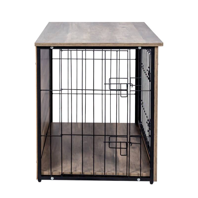 GDF Studio - Bubu Modern Wooden Dog Crate Furniture with Double Doors and Indoor Kennel Design