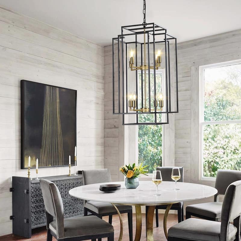 Industrial Farmhouse Hanging Chandelier with 8 Lights