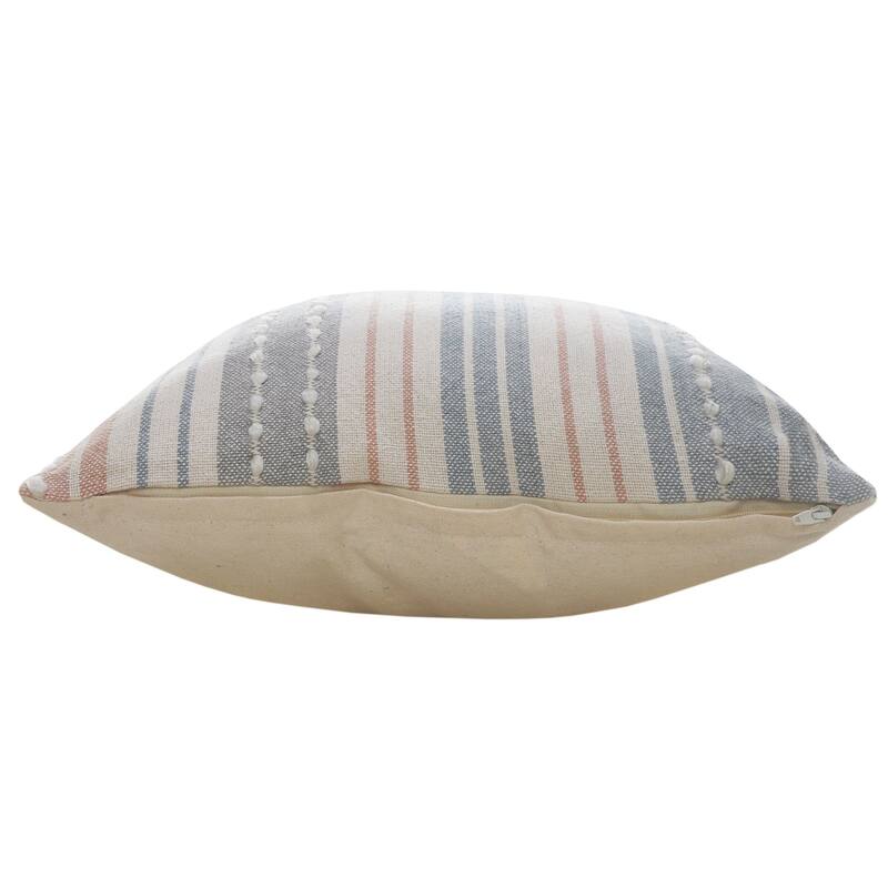 20" Gray and Blue Striped Square Throw Pillow