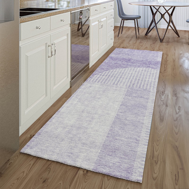Premium Washable Super Soft Modern Deco Mayfield Rug - Lavender - 2' 3" x 7' 6" - Runner