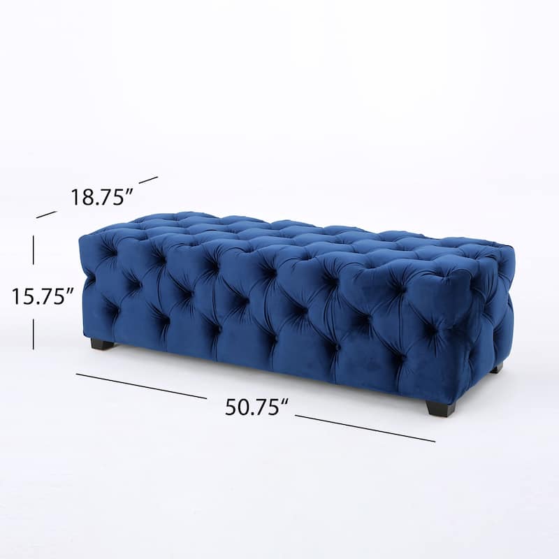 Velvet Tufted Bench Ottoman with Wooden Legs, Luxury Entryway Bench Bed-End Upholstered Bench for Mudroom, Bedroom