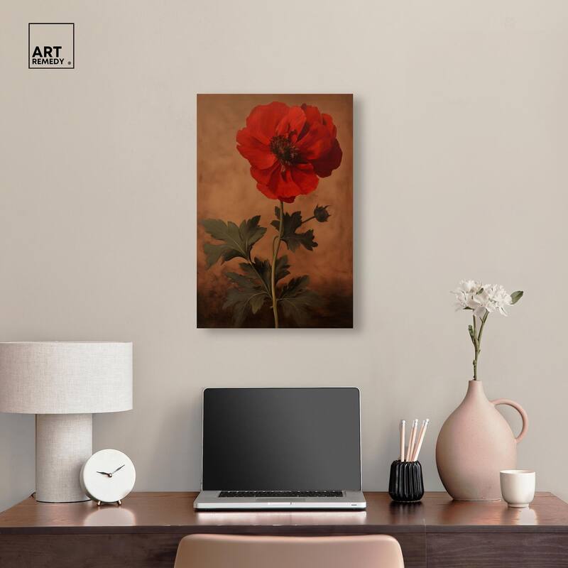 Flourish in Red II Canvas by Art Remedy, Gallery Wrapped
