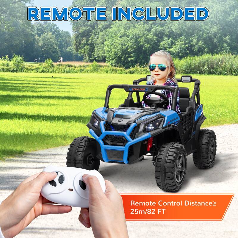 Qaba 24V Dual Motor Kids Ride-On Car, 2 Seater, Parental Remote, 3 Speed, LED Lights, White
