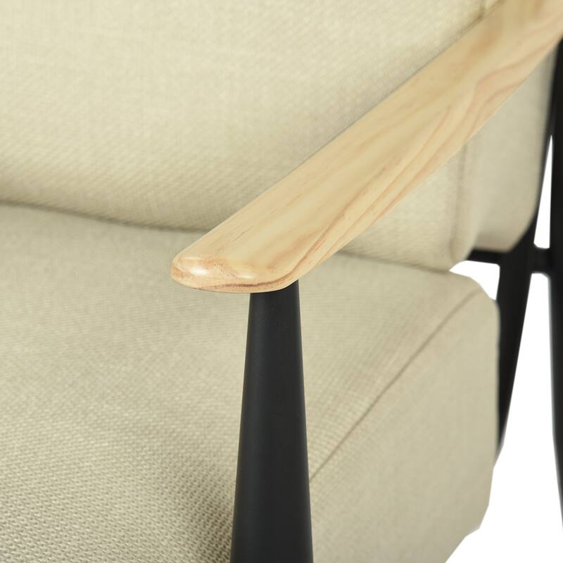 Homy Casa Modern Wood Frame Sofa, Beige Upholstery, Arm Accent