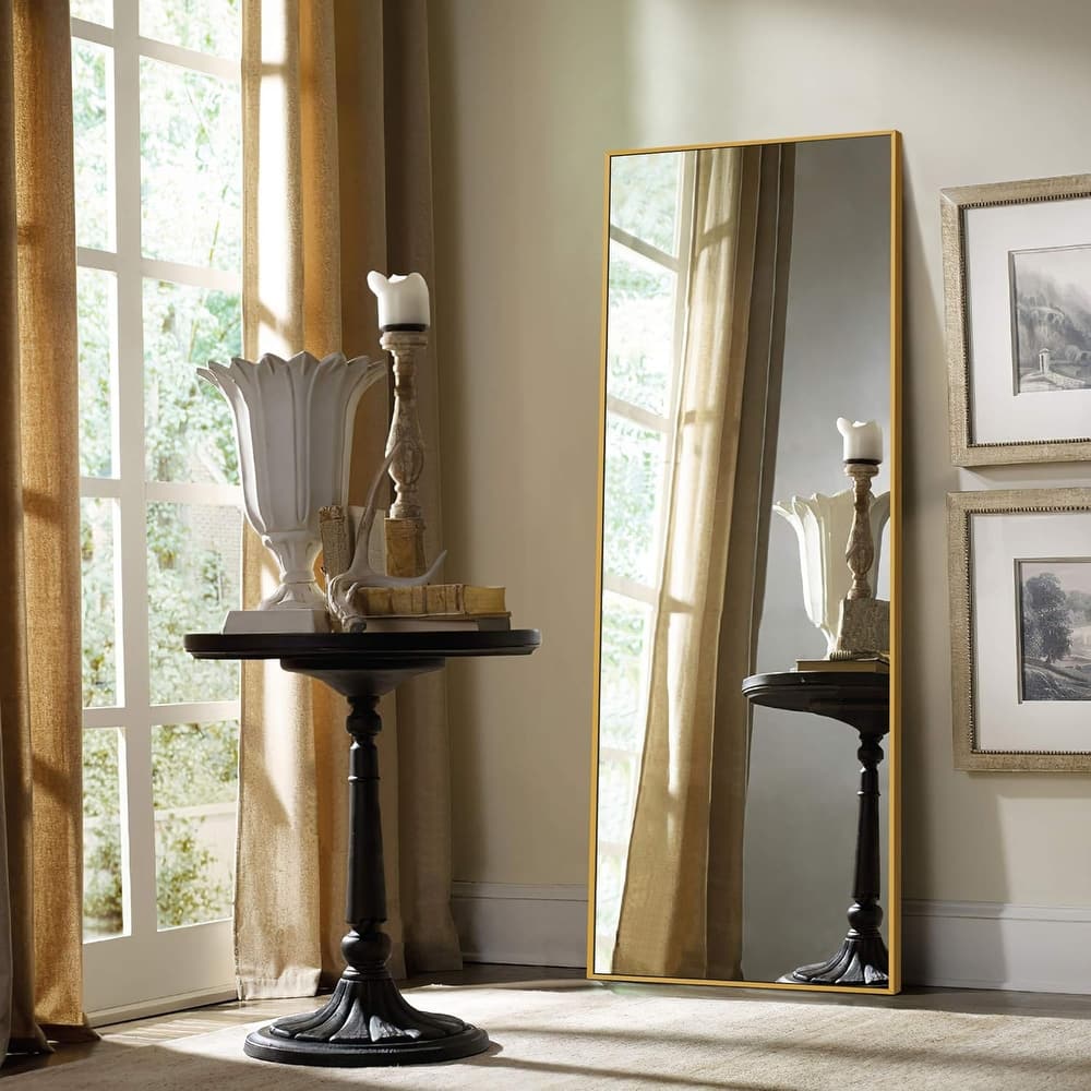 Full Length Mirror with Stand, Floor Mirror with Frame, Full Body Mirrors, Free Standing or Wall-Mounted Mirrors for Living Room