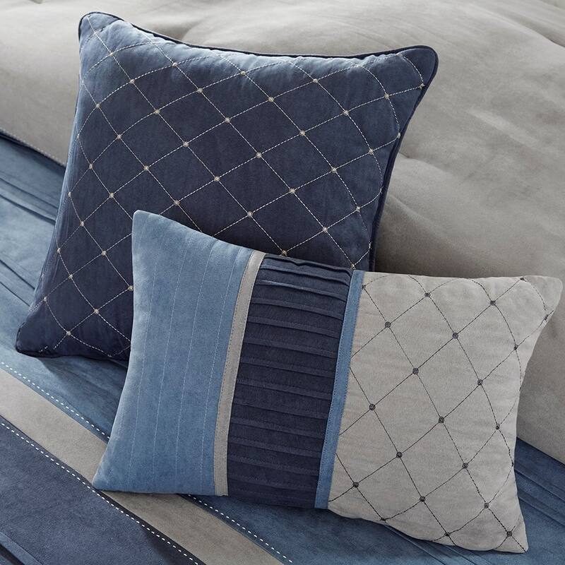 GDF Studio - Collins 7-Piece Microsuede Comforter Set with Decorative Pillows