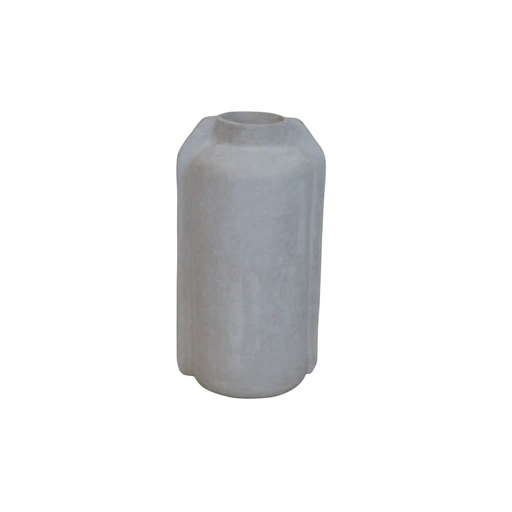Paper Mache Geo Vase - Natural White