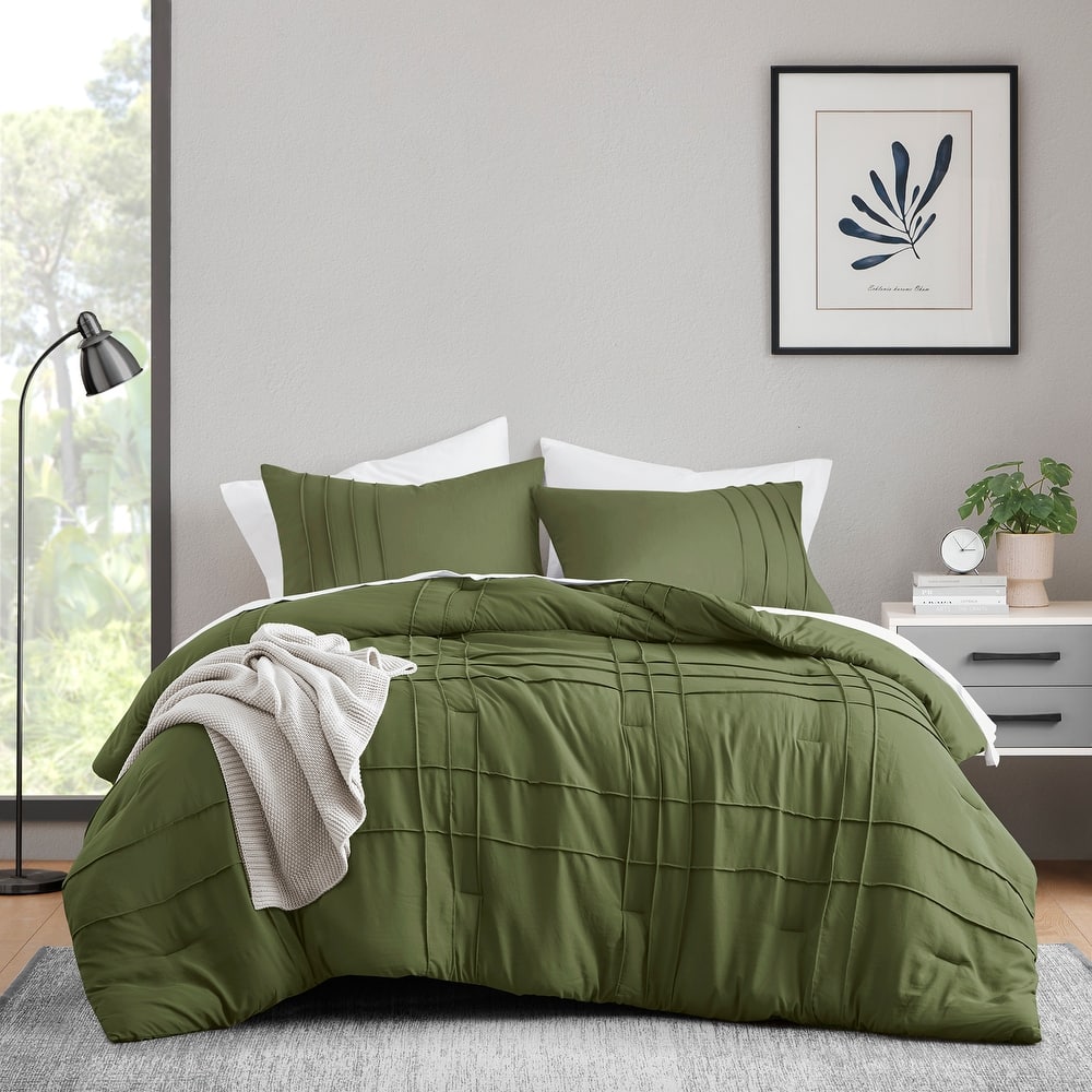 Chelsea Square Evans Pinch Pleated Soft Washed Boho Comforter Set