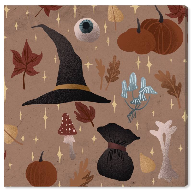 Wynwood Studio Prints Holiday and Seasonal Spooky Goodies Brown and Light Brown Modern & Contemporary Wall Art Canvas Print