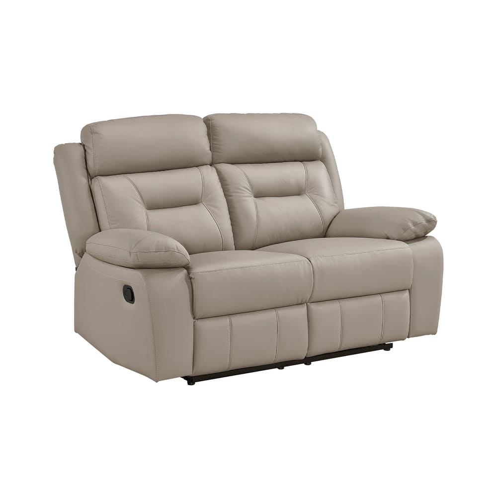Freemont & Park Papyrus Leather Match Manual Double Reclining Loveseat