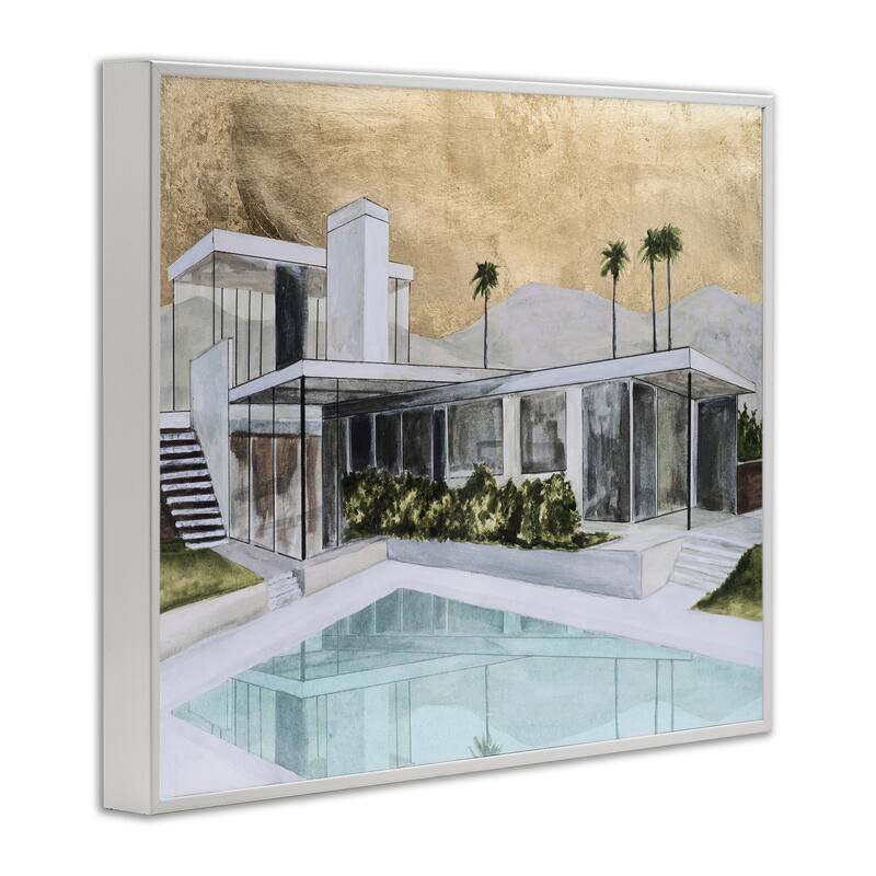 Stupell Chic Tropical Pool Yard Framed Giclee Art Design By Michael Willett