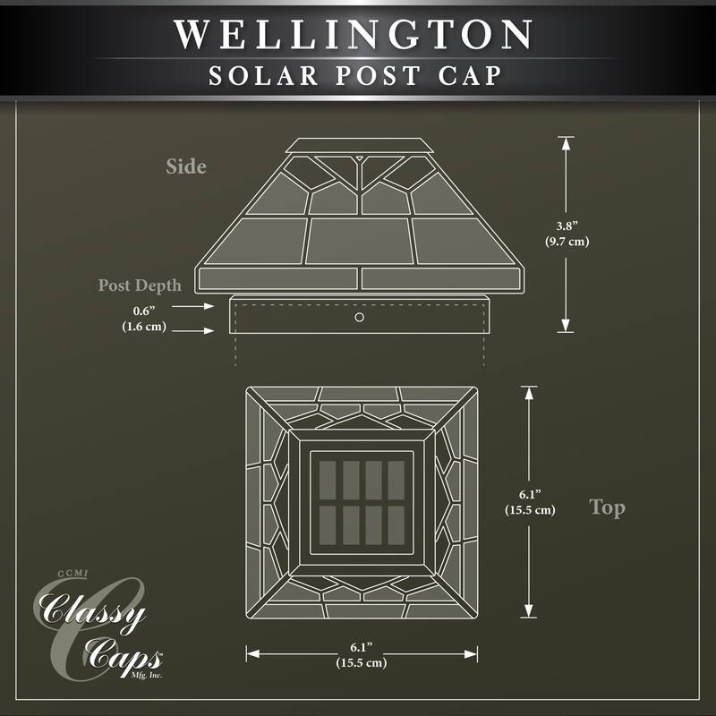 Classy Caps Stained Glass Wellington Solar Post Cap (Set of 2)
