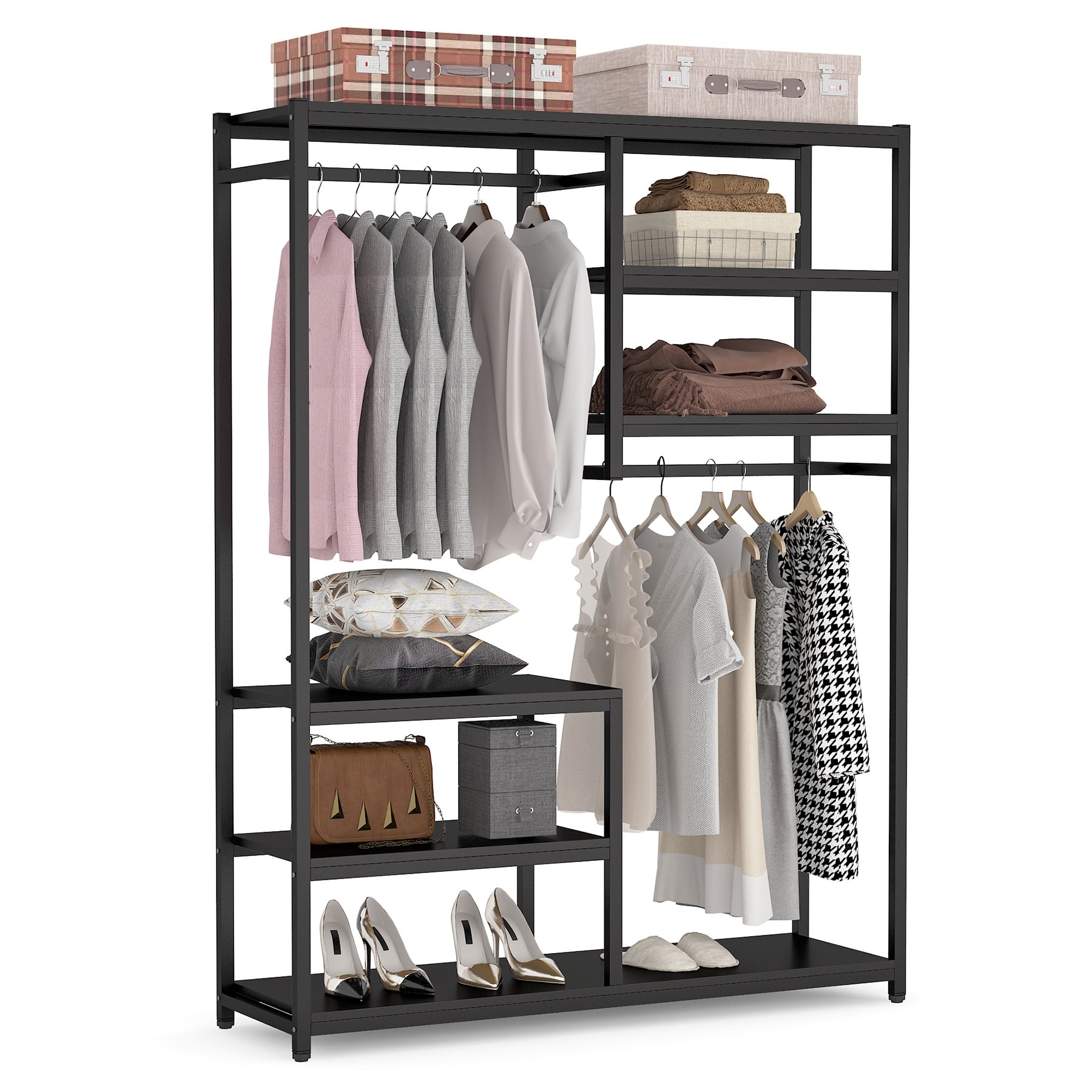 https://ak1.ostkcdn.com/images/products/is/images/direct/4b1164451bbc6f42e548d28cc28b2cd4fbd34783/Large-closet-organizer-Double-Hanging-Rod-Clothes-Garment-Racks-with-Storage-Shelves.jpg