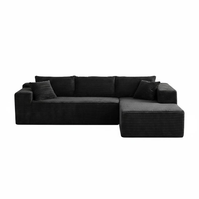103.54" Flannel L-Shaped High-Density Modern Modular Sectional Sofa with Chaise & Pillows