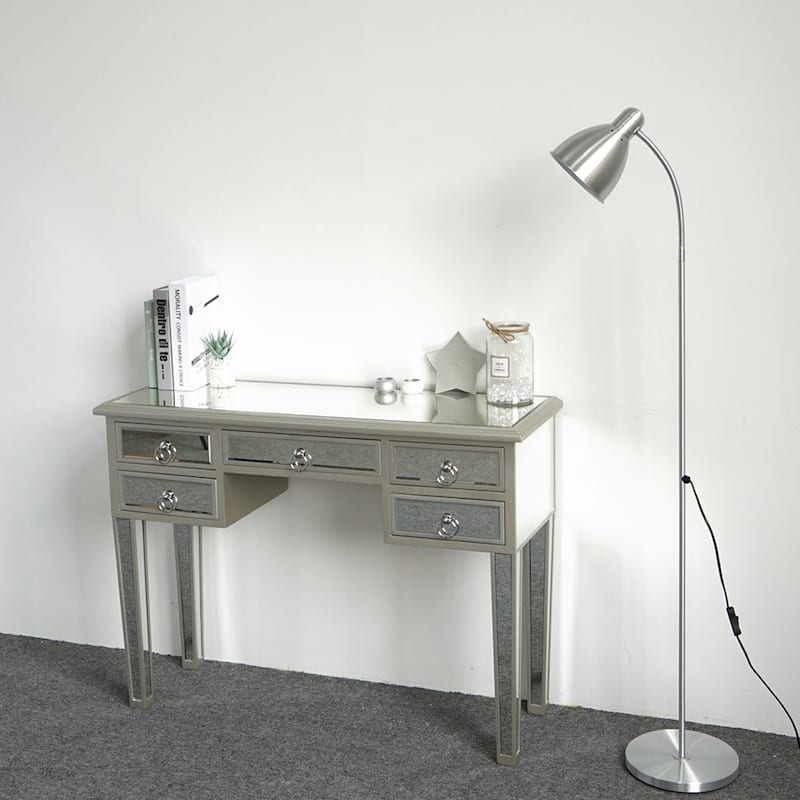 Illusions Collection Mirrored Entryway 5-drawer Console Dressing Table - Silver