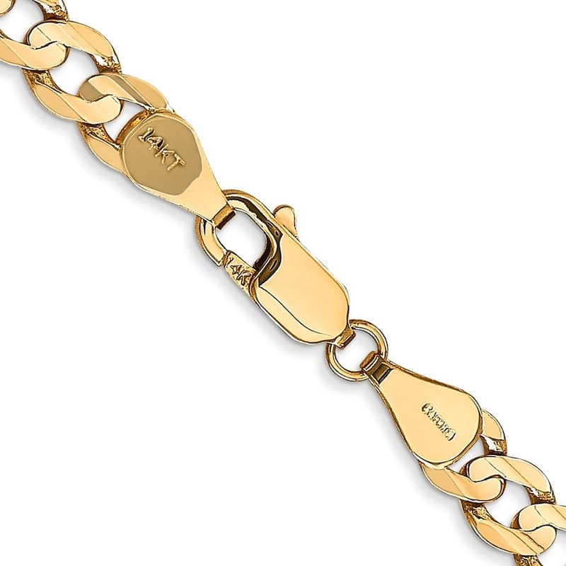 Curata 14k Yellow Gold Solid Polished 5.25mm Open Concave Curb Chain Bracelet Lobster Claw