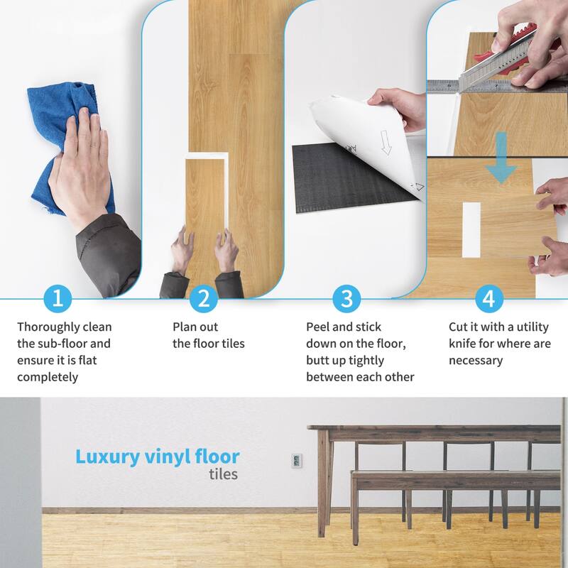 Art3d Peel and Stick Floor Tile,Self Adhesive Vinyl Floor Tile,36" × 6"
