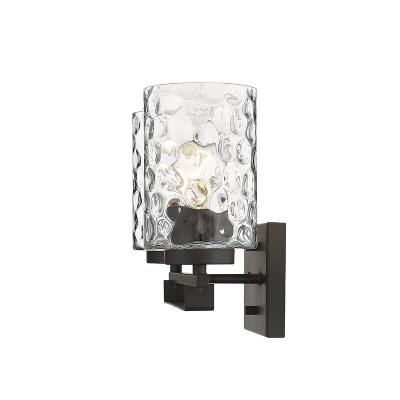 Hardwired Double Light Wall Sconce with Dimmable Steel Fixture and Clear Glass for Bathroom or Hallway - 10" H x 15" W x 6" D