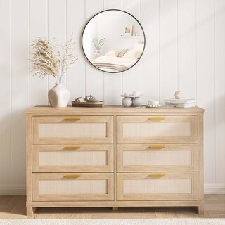 6 Drawer Rattan Dresser for Bedroom - Bed Bath & Beyond - 42667897