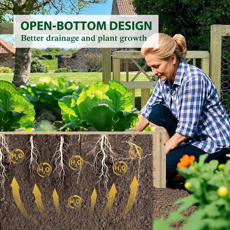 VEIKOUS Natural Wood Raised Garden Bed, Outdoor Planter Box for Vegetables, Flowers, Herbs - 25.8 cu.ft