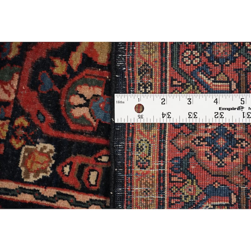 Hand Knotted Oriental 100% Wool Carpet Traditional Floral Navy Blue & Blues Sarouk Area Rug - 6' 10'' X 4' 5''