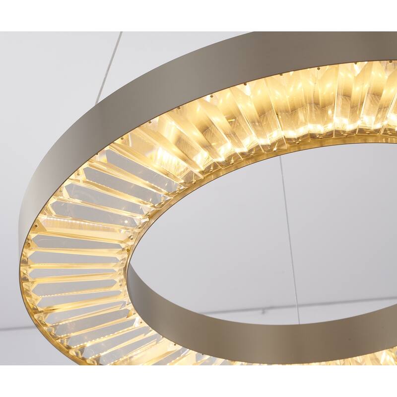 1-Light Gold LED Chandelier With Clear Crystals