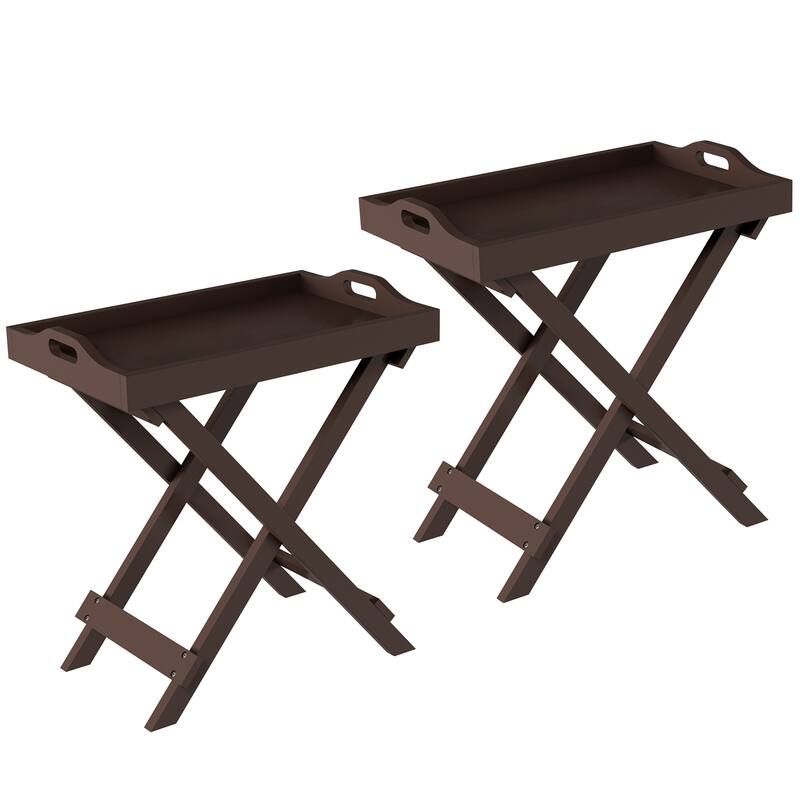 Lavish Home Set of 2 Folding Tables with Tray Top (Brown)