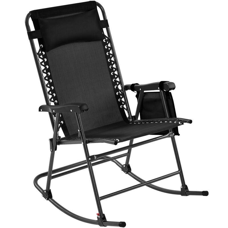 Yaheetech 26in Rocking Chair Foldable Outdoor Lounge Chair - Black