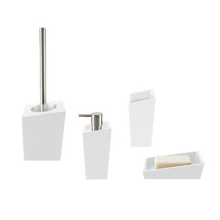 4-Piece Bathroom Accessories Set Spirella Yoshi Matte White Polyresin ...