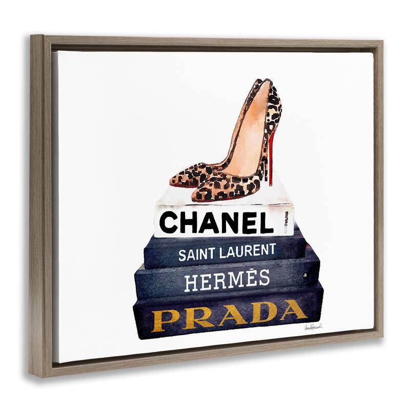 Stupell Glam Fashion Book Set Leopard Pumps Heels Floater Frame - Multi-Color