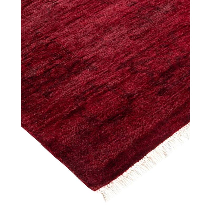 Overton Hand Knotted Wool Vintage Inspired Modern Contemporary Overdyed Red Area Rug - 5' 2" x 10' 5"